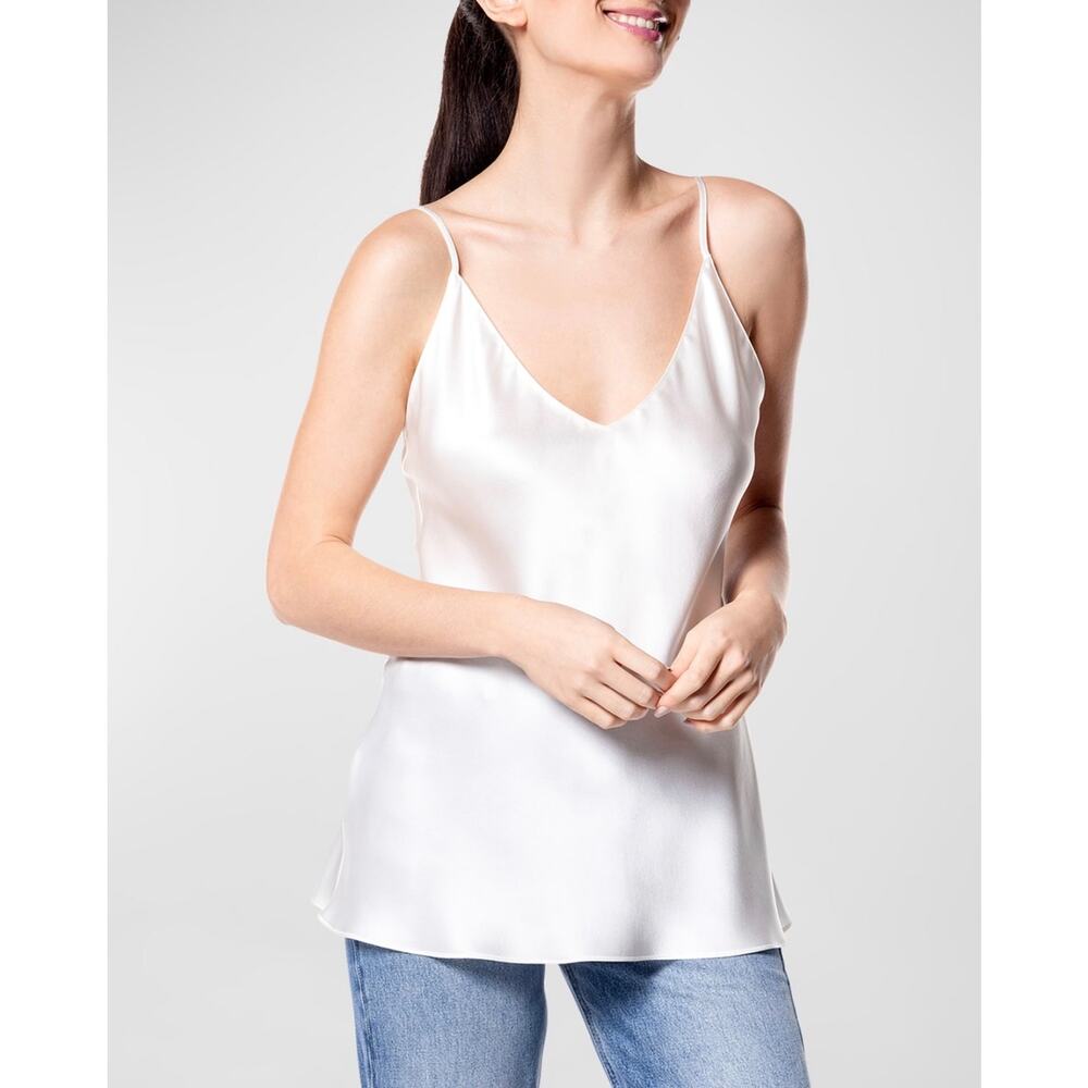 Christine Luxury V-Neck 100% Silk Cami in Pearl - Large, NWT